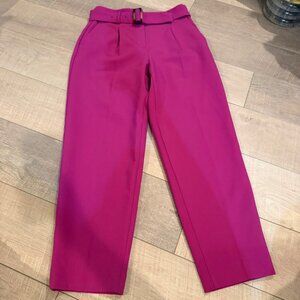 ANN TAYLOR WOMENS MAGENTA PINK SIZE 0 BELTED PANTS